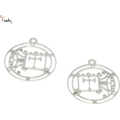 5pcs/lot Orobas Symbol charm king sigil Lesser Key of Solomon Seal kabbalah Amulet Stainless steel pendant 25mm