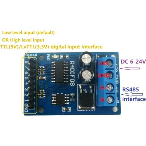 8-channel Digital Switch RS485 Modbus RTU Acquisition Board TTL LvTTL CMOS IO for PLC Expand Relay Industrial Automation 12V 24V