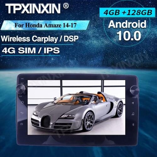 Android Car Radio 4+128G For Honda Amaze 2014-2017 Car Multimedia Player Headunit Audio Radio Car GPS Navigtion Wireless Carplay