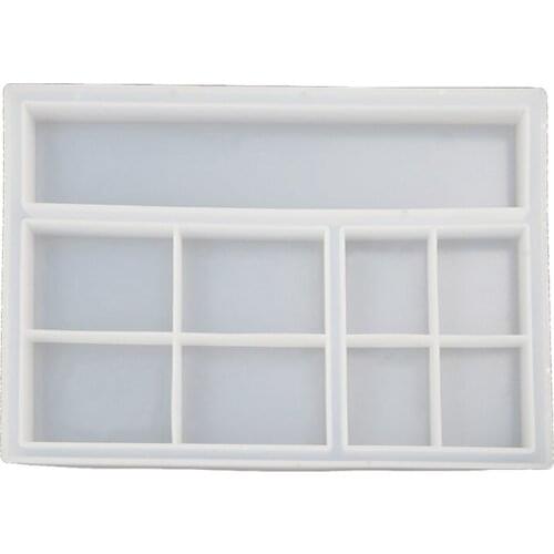 Handmade Large Classified Storage Tray Resin Mold Multigrid Sorted Storage Dish Silicone Resin Mold Art Craft Tools