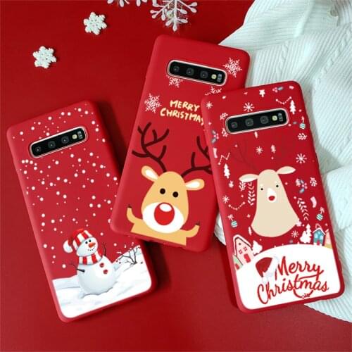 For Samsung Galaxy S10 S7 S8 S9 Plus A50 A40 A70 A10 A20 A30 A71 A51 A21S S10 S20 Note 8 9 10 Plus 20 Ultra TPU Christmas Case
