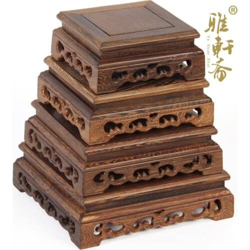 F red jade carving jade stone base decoration crafts flower vases wooden set of four Affirmative Taiwan