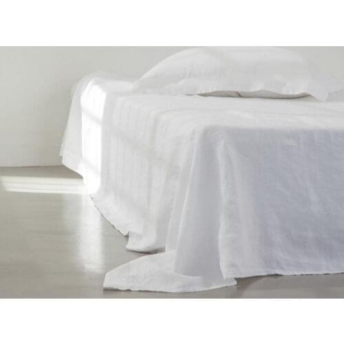 France Washed Pure Linens Bed Sheets 150 Flax Elastic Fitted Sheet 200x200 Solid Color White Bed Cover Soft Farmhouse Bedding