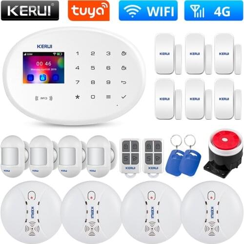 KERUI W20 Tuya Smart Alarm System WIFI GSM 4G Home Security RIFD APP Remote Control Touch Panel Burglar PIR Door Sensor Siren