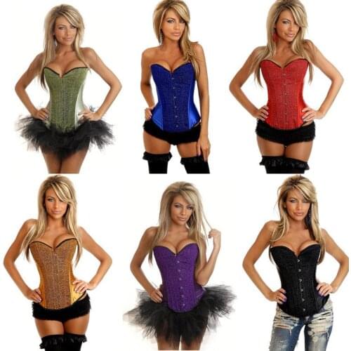Sexy Overbust Corsets and Bustiers Shapewear Lingerie Women Waist Trainer Cincher Bodyshaper Steampunk Lace Up Brocade Corsets