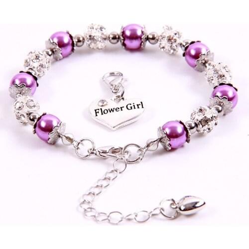 Handmade Girl Charm Bracelet Wristband Heart Pendant Bracelets Bangle With Bead Jewelry Gift Birthday Favor For Friend Daughter