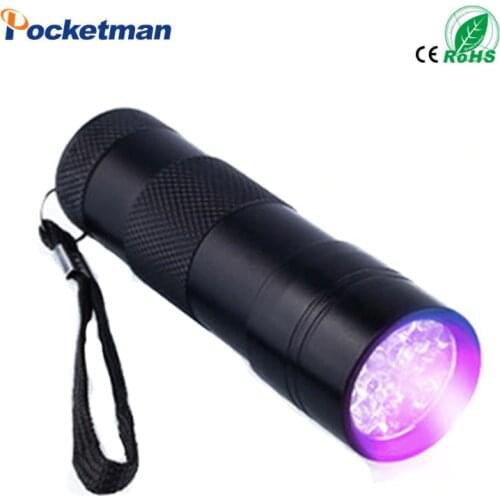 Mini Portable UV Flashlight Violet Light 9 LED UV Torch Light Lamp Flashlight Free Shipping