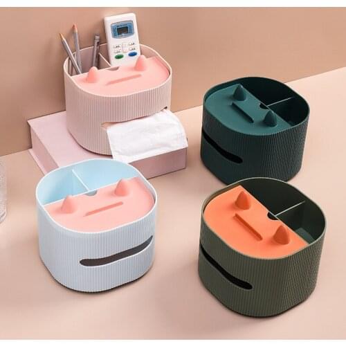 Multi Function Tissue Case Napkin Holder Tissue Box Household Makeup Cosmetic Pen Remote Control Storage Organizer Phone Rack