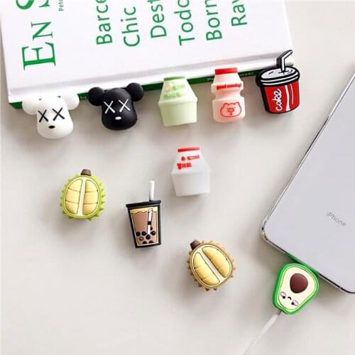 Cartoon Cute USB Cable Cellphone Decor Fashion Pattern Protector Charger Wire Head Winder for Cell Phone Charging Wire Organizer
