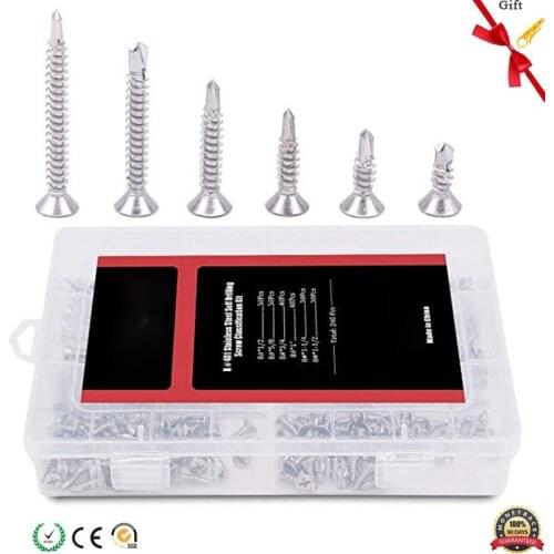 Stainless Steel Flat Head Phillips Self Drilling Screws Sheet Metal Tek Screws Assortment Kit Modified Truss Head Self Driller