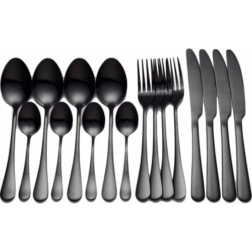 Stainless Steel Cutlery Set 16 Piece Black Tableware Set Fork Spoon Knife Cutlery Set Gold Dinnerware Set Kitchen Tableware