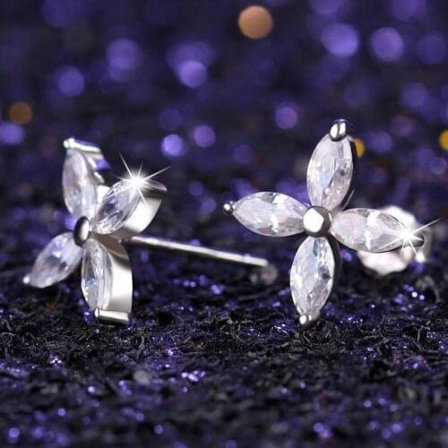 New Style Earrings Romantic Horse Eye Shaped Snowflake Earrings Female Lucky Leaf Zircon Earrings Jewelry