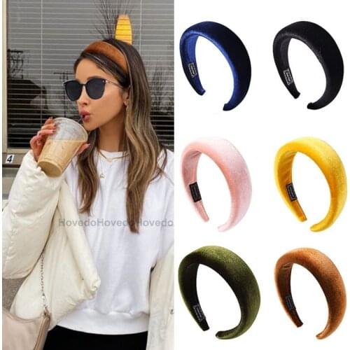 Solid Colors Thicken Padded Headband Bezel Turban Women Girls Hairbands Headwear Ins Popular Hair Hoop Fashion Hair Accessories