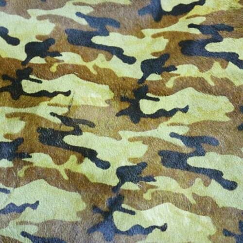 Wholesale Camoflage Genuine Leather Fabric Fashion Printed Soft Horsehair Fabrics for Sewing Shoe Carpet Sofa Seat Decoration