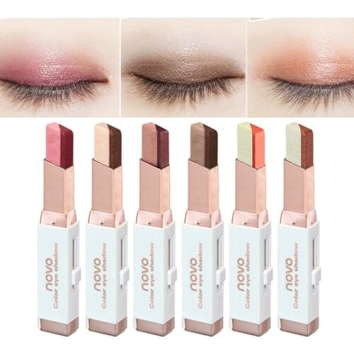 Eyeshadow Stick Stereo Gradien Shimmer Double Color Eye Shadow Cream Pen Eye Makeup Cosmetics Tool Waterproof