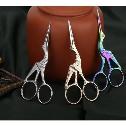 Durable Stainless Steel Retro Tailor Scissor Crane Shape Sewing Small Embroidery Craft CrossStitch Scissors DIY Home Tools