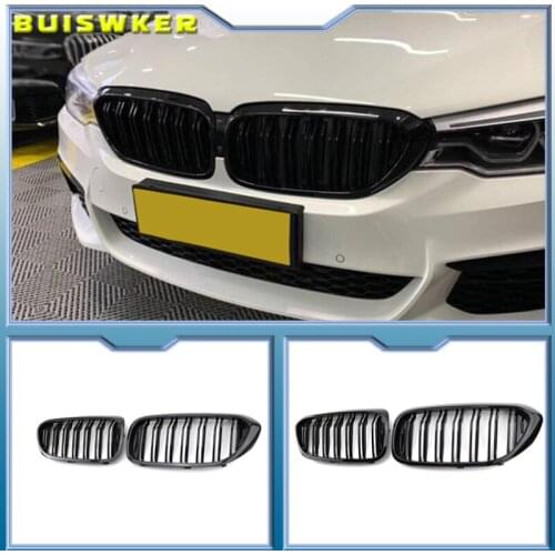 Front Bumper Kidney Grille Grill for BMW G30 G31 G38 5 Series 525I 530I 540I 550I with M-Performance Black Double Line Kidney Gr