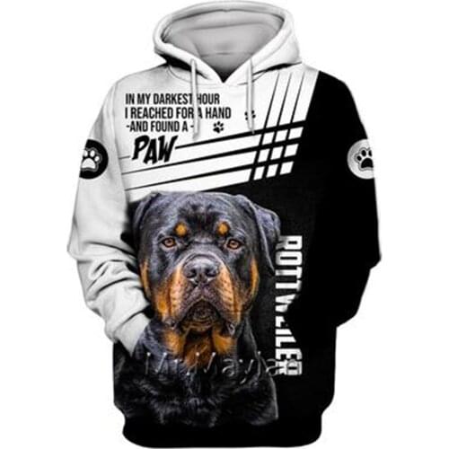 Personality Fashion Animal Rottweiler 3D Print Graphic Hoodie Men/Women Zip Hooded Streetwear Oversized Sweatshirt Harajuku Tops