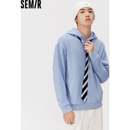 SEMIR Hoodie Men Hooded Solid 2021 Fall New Ins Trendy White Hoodie Basic All-Match Boy Hooded Sweatshirt