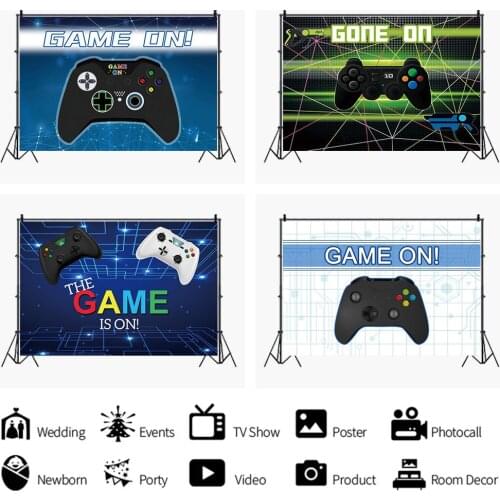 Children Gamepad Game on Backdrop Boy Birthday Party Room Table Decoration Photography Studio Photo Kids Custom Vinyl Background