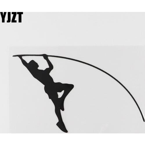 YJZT 14.8CMX9.3CM Waterproof Pole Vaulter Decal Gym Vinyl Car Sticker Black/Silver 8A-0838