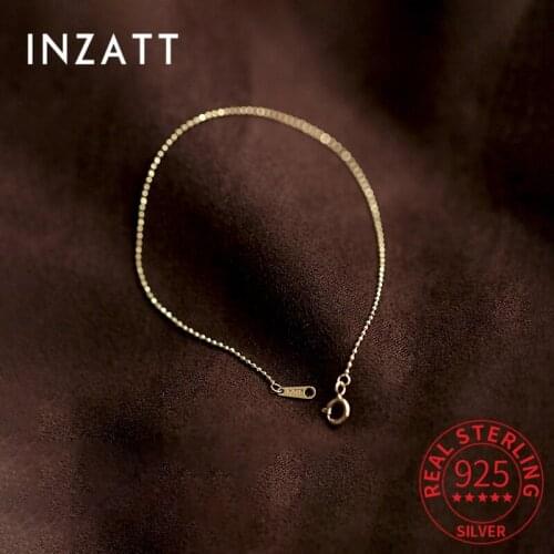 INZATT Real 925 Sterling Silver Zircon 14K Gold Chain Bead Bracelet For Women Punk Fine Jewelry Cute Accessories Drop Shipping