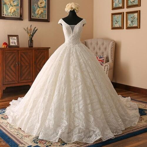 Vestidos De Novia Lace Ball Gown Wedding Dress Sequined Beading Hochzeitskleid Luxury Robe De Mariage Backless Trouwjurk