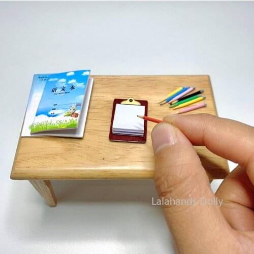 1:12 Dollhouse Mini Clipboard, Colored Pencils Model for Dollhouse Play Toys Accessories