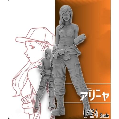 1/24 75MM woman of summer STAND modern Resin figure Model kits Miniature gk Unassembly Unpainted