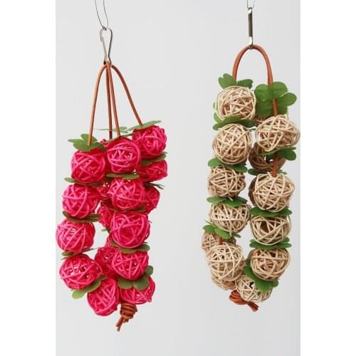 1Pcs Rattan Ball Funny 20CM Parrots Supplies Interactive Toys Bird Accessories Wooden Bite Toy 2Colors