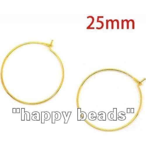 1000pcs gold plated Earring Hoops/Wine Glass Charm Rings 25mm/DIY(w00865x10)