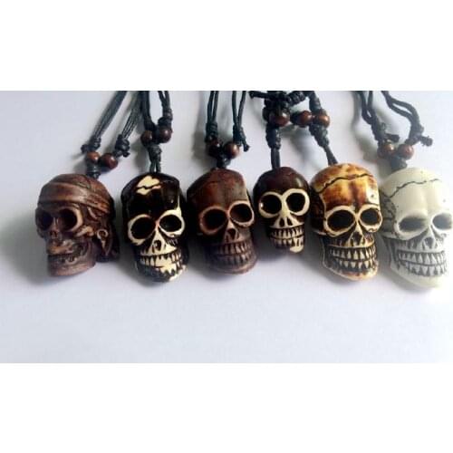 FREE SHIPPING 12 pcs Bone Powder New Fashion Jewelry Tibet Devil Skull Amulet Mens Necklace