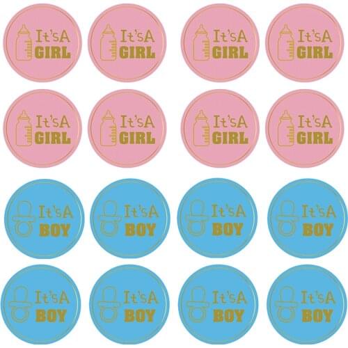 24/48pcs Team Boy Team Girl Stickers Decoration Baby Shower Supply Its Boy or Girl Vote Gift Bag Sticker for Gender Reveal Party