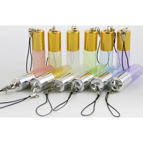 360 x 5ml Glass 6 Colors Portable Essential Oil Roller Bottles With Lanyard 5cc Aromatherapy Perfumes Lip Balms Bottle Container