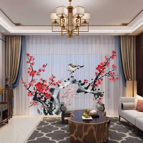 Floral Birds 3D Customized Photo Curtains Drape Panel Sheer Tulle 3D Window Curtains For Living Room Door Kitchen Bedroom