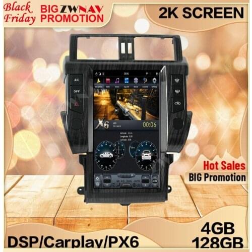 4+128G Tesla Screen For TOYOTA Land Cruiser Prado 2010-2017 2018 2019 Android Unit Car Multimedia Player GPS Audio Radio Stereo
