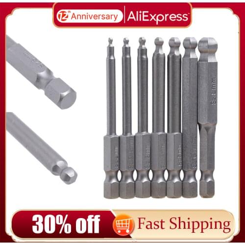 7pcs Magnetic S2 Steel Ball End Hexagon Head Hex Screwdriver Bits Drill Set Fine Workmanship and Widely Used