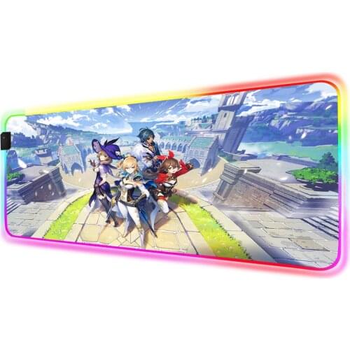 Large Mouse Pad Genshin Impact Computer Notebook Keyboard RGB with Backlight USB Gaming Accessories Anime Desk Gaming Mousepad