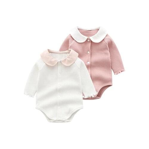 Baby Clothes Newborn Infant Baby Girl Rompers Toddler Peter Pan Collar Korean Romper Baby Jumpsuit Kids Long Sleeves Rompers