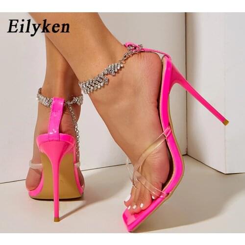 Eilyken 2021 New Women Shoes Gladiator Sandals Sexy Pinch Square toe High heels Decoration Summer Party Dress shoes Sandals