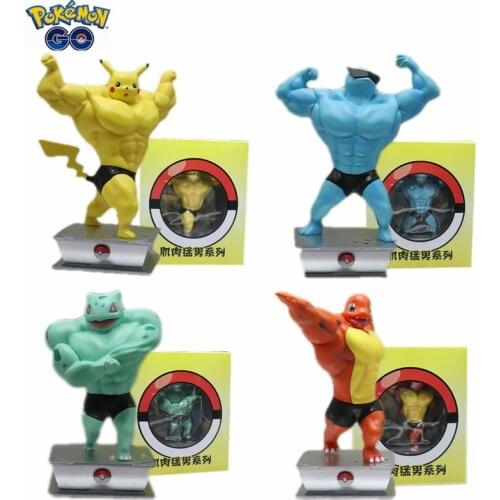 Anime Figure Pokemon Figurine PVC Toys Muscle Pikachu Bulbasaur Charmander Squirtle Kawaii Figurine Brinquedos Model Juguetes
