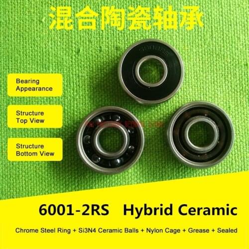 2019 Real 6001 Hybrid Ceramic Bearing 12x28x8 Mm Abec-1 ( 1 Pc ) Bicycle Bottom Brackets & Spares 6001rs Si3n4 Ball Bearings