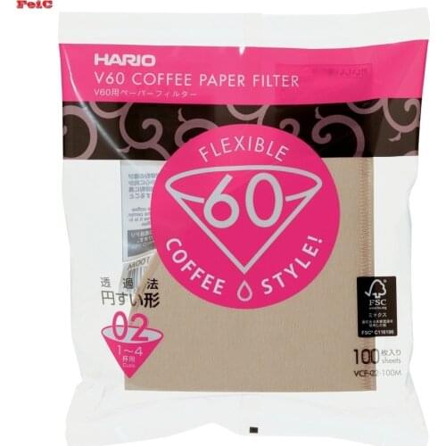 Hario 02 100 Count Coffee Natural Paper Filter Barista VCF-02-100M 4 Cup Unbleached Coffee Tool