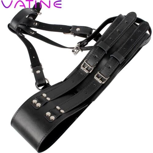 IKOKY PU Leather Sex Toys for Women Harness Strap Chastity Magic Wand Holder Female Masturbator SM Bondage Forced Orgasm Belt