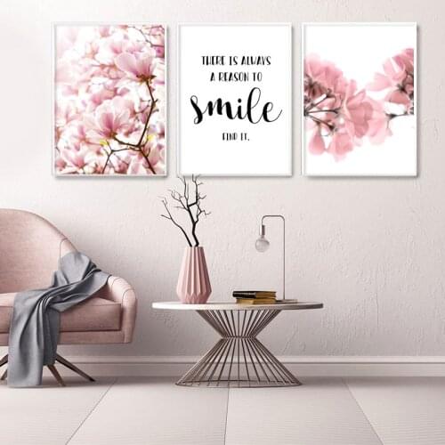 Canvas Painting Bloom Pink Flower English Poster Nordic Botanical Art Print Scandinavian Wall Picture for Living Room Decoration