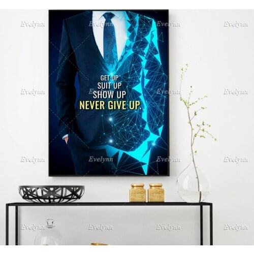 Suit Up Never Give Up Inspirational Quote Wall Art Canvas Painting Prints Posters Modular Pictures For Bedroom Living Room Decor
