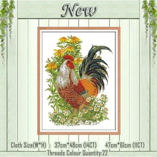 Rooster animal flowers diy painting Counted Printed on canvas DMC 11CT 14CT chinese Cross Stitch kits Needlework Sets embroidery