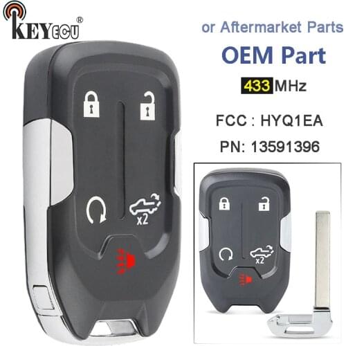 KEYECU 433MHz HYQ1EA 13591396 5 Button OEM Parts / Aftermarket Smart Remote Car Key Fob for GMC Sierra 1500 2500 3500 2019 2020