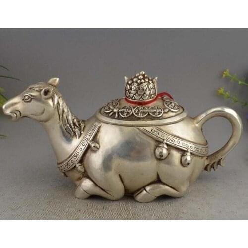 China Tibet silver horse Horses flagon teapot kettle lucky statue