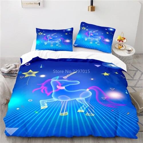 3d Unicorn Pattern Duvet Cover with Pillowcase Bedding Set Adult Kids Cartoon Bed Linen Single Double Twin Full Queen King Size